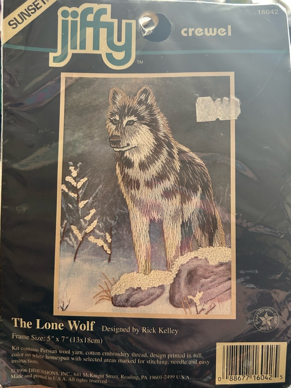 “The Lone Wolf” Crewel Art Kit 5” x 7”